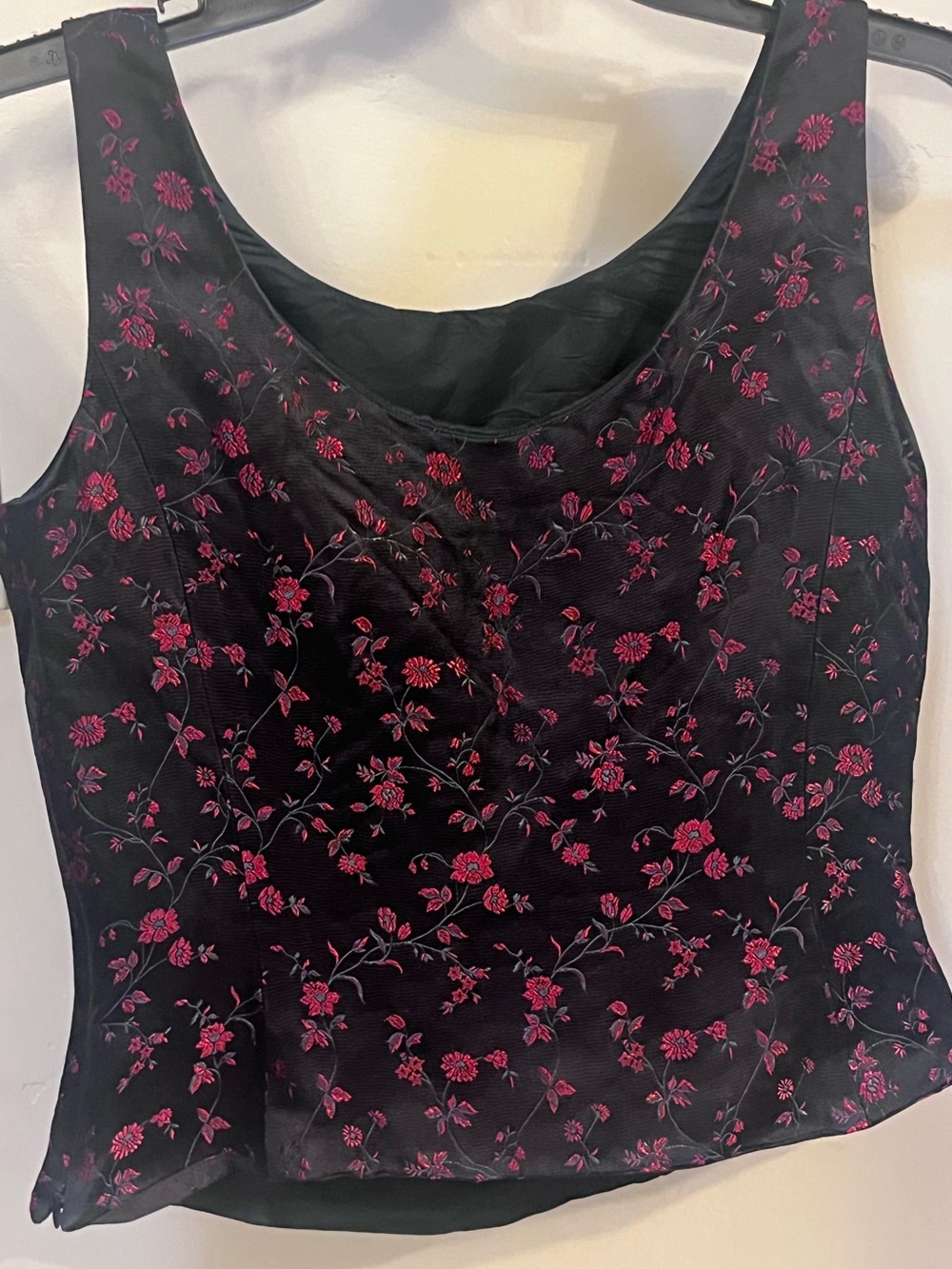 Ann Taylor Black Tank with  Floral Embroidery